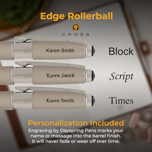 Cross Edge Gel Rollerball Pen, Sonic Titanium and Chrome Trim, Personalized — Engineer, Architect, Tech Professional, or STEM Graduation Recognition Gift - color: Sonic Titanium