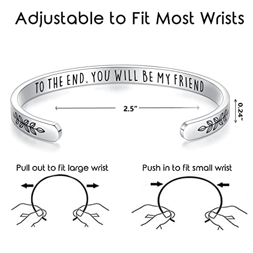 TONY & SANDY Cuff Bracelets for Women Teen Girls Best Friend Sister Mom Daughter Granddaughter Easter Birthday Mother's Day Christmas Stocking Stuffers for Teen Girls Women Jewelry - style: 0 - Friend Gifts - to the end, you will be my friend