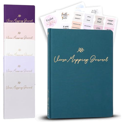 Graceful By Design Linen Bible Verse Mapping Journal - color: Blue Jade