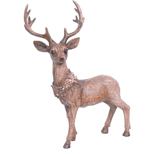 Alpine Corporation 21" Tall Indoor/Outdoor Holiday Buck Deer Lighted Holiday Décor with Warm White LED Lights, Christmas Displays Brown - color: Brown - Buck Deer