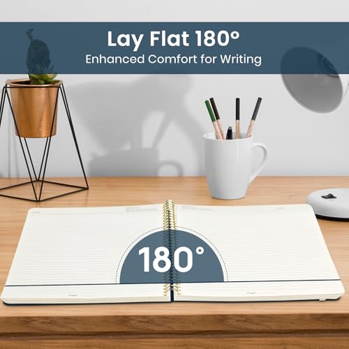 Taja Large Spiral Lined Journal for Women and Men, Notebook for Work - color: S-Daisy Garden