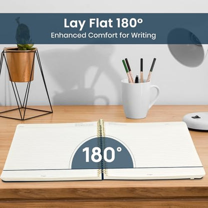Taja Large Spiral Lined Journal for Women and Men, Notebook for Work - color: S-Daisy Garden