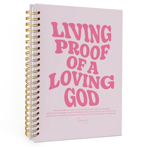 Christian Journal, Pink Bible Study Notebook, Bible Notebooks for Note Taking, Church Hardcover Spiral Notebook for Women 5.5x8.3 - Pink - color: Living Proof of a Loving God - Pink