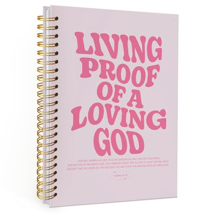 Christian Journal, Pink Bible Study Notebook, Bible Notebooks for Note Taking, Church Hardcover Spiral Notebook for Women 5.5x8.3 - Pink - color: Living Proof of a Loving God - Pink