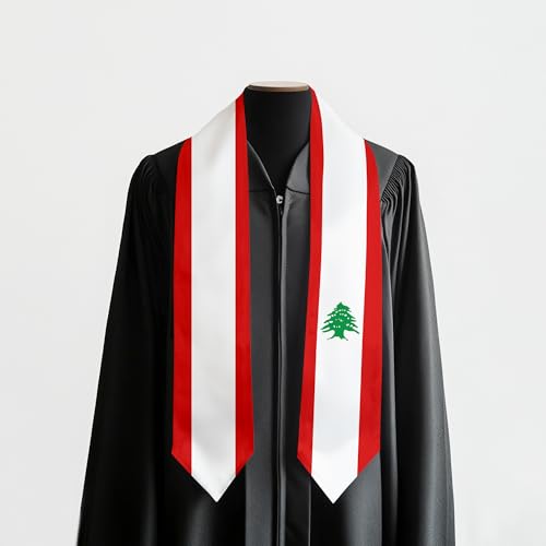 Graduation Satin Sash Scarf 72" Stole - color: Lebanon Flag