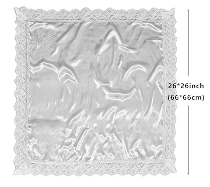 5pc 26'' lap scarf silk feeling fabric lap scarves with lace trims lap handkerchief lap covers lap skirts for women in church - color: White