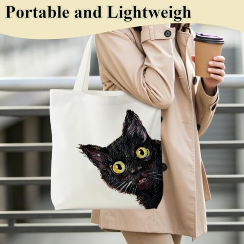 Canvas Tote Bag for Women - color: Black Cat