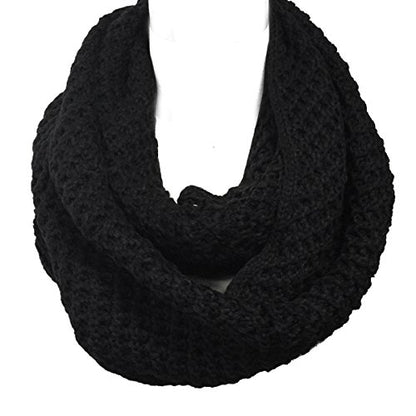 Wrapables Thick Knitted Winter Warm Infinity Scarf - color: Jet Black