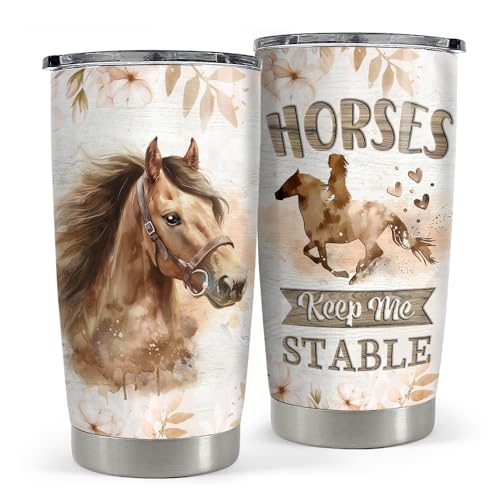 SANDJEST 20oz Stainless Steel Insulated TumblerHorse Tumbler 20oz Stainless Steel Insulated Coffee Travel Mug Cup for Women Girls Horse Gifts for Birthday Christmas Mothers Day - color: Horse
