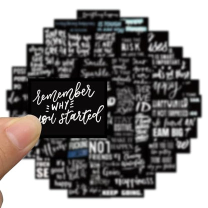 60Pcs Black Affirmation Stickers Decals, Holographic Motivational Sticker Pack, Positive Journal Encouraging Shiny Quotes for Kids, Teachers, Classroom, Waterproof Scrapbook Supplies (Inspirational) - color: Inspirational