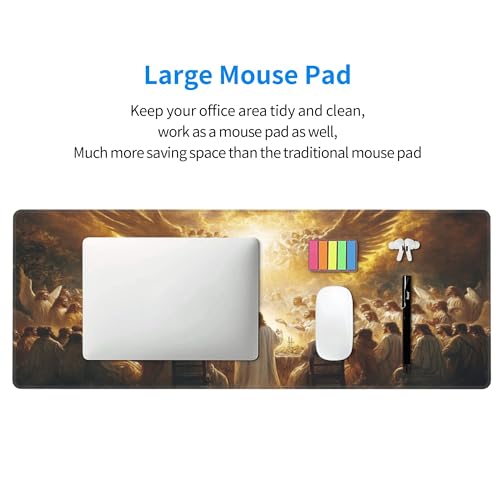 Jesus and The Faithful Mouse Pads for Desk,Classic Oil Painting Styles,Large Extended Full Desk Mouse pad,for Office,Computer,Keyboard,Laptop and Study,11.8x31.5x0.12 inch Large Design