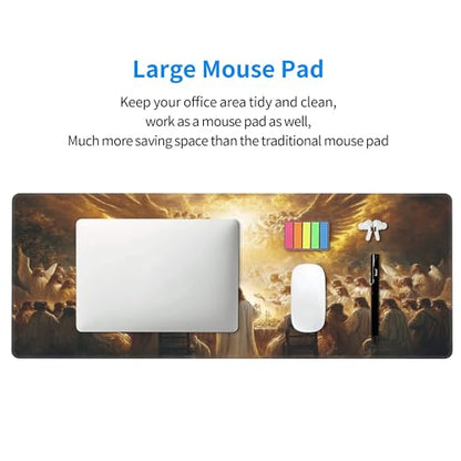 Jesus and The Faithful Mouse Pads for Desk,Classic Oil Painting Styles,Large Extended Full Desk Mouse pad,for Office,Computer,Keyboard,Laptop and Study,11.8x31.5x0.12 inch Large Design