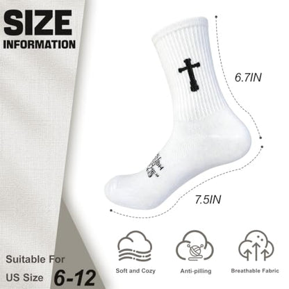 3 Pairs Unisex Cross Socks,Gifts for Christian: Easter Christmas - color: Philippians 4:13 - White