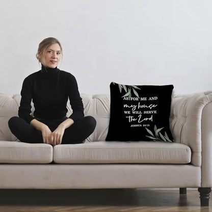 As for Me and My House We Will Serve Christian Pillow Covers, Farmhouse Botanical Bible Verse Scripture Throw Pillow Covers for Home Bedroom Living Room, Christian Housewarming Gifts - color: Christ-pillow Covers-e