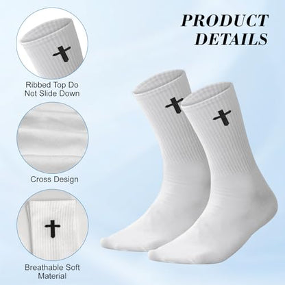 16 Pairs Christian Cross Socks Bulk Religious Elastic Crew Socks Christian Gifts for Men Women - color: Multicolor