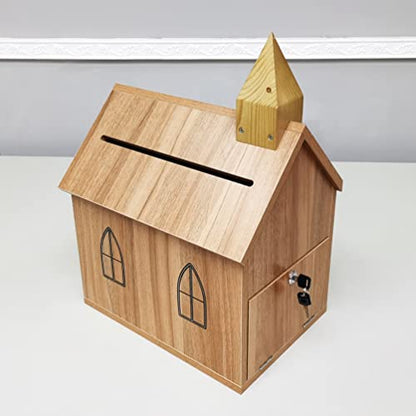 FixtureDisplays® Engineered Wood Tithes Offering Donation Box with Christian Cross, Church, Collection Boxes, Charity Boxes 14.5 X 10.4 X 20.3", Anti-Fishing, Requires Simply Assembly 21397-FBA