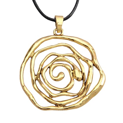 Leather Necklace for Women Long Boho Pendant Hippie Choker Necklace Bohemian Layered Leather Rope Wooden Jewelry Gifts - style: Rose Pendant Necklace