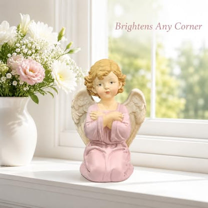 5.32 Inch Praying Angel Figurine, Resin Guardian Statue - size: 5.32"H
