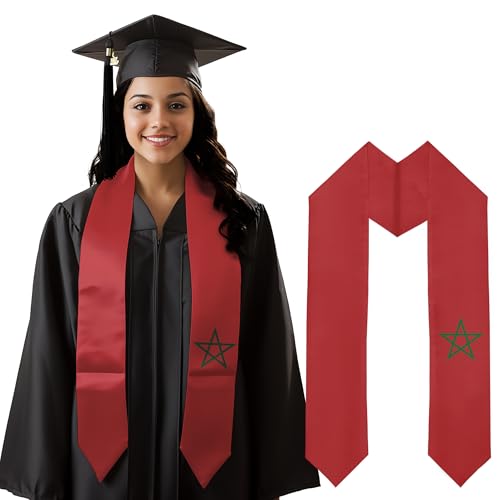 Graduation Satin Sash Scarf 72" Stole - color: Morocco Flag