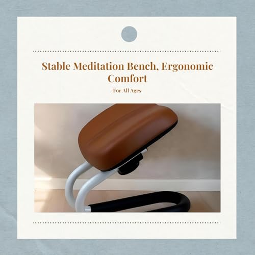Menolana Ergonomic Folding Meditation Bench with Padded Seat, Wooden Kneeling Stool for Prayer and Stretching, Non-Slip Design for Home and Studio - color: Brown B