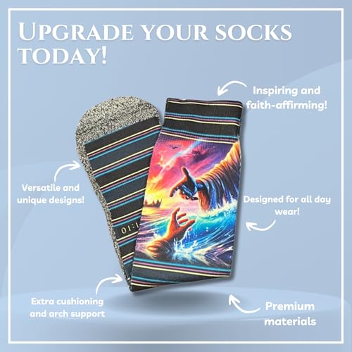 Bible Verse Socks for Men, Christian Scripture Crew Socks, Faith Gift - color: Do Not Fear