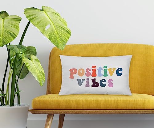 Nogrit Positive Vibes Trendy Pillow Covers 12x20, Inspirational Pillow Covers, Positive Affirmations Gifts, Positivity Gifts - color: Positive Vibes
