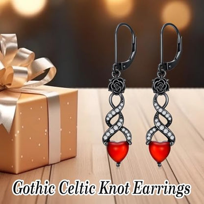 HPQQ Earrings for Women Sterling Silver Dangle Earrings Birthday Christmas Jewelry Gifts for Women Wife Mom - color: White Gold-Celtic Knot
