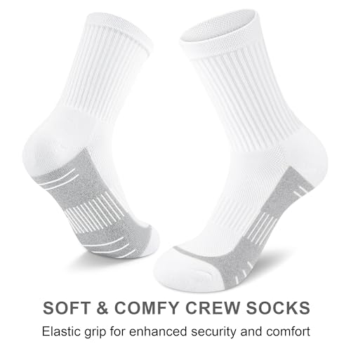 cuangya Women Crew Socks Athletic Cushioned Running Hiking 3-5 Pairs - color: 3 Pairs White, size: 8-10