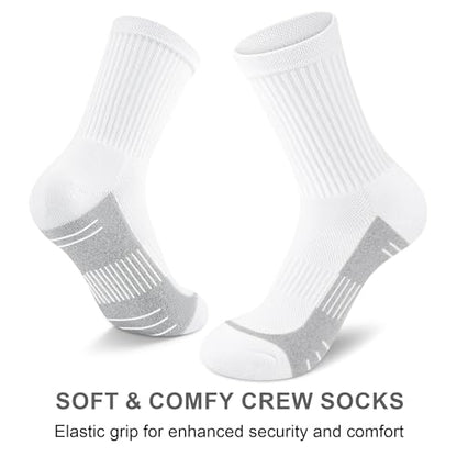 cuangya Women Crew Socks Athletic Cushioned Running Hiking 3-5 Pairs - color: 3 Pairs White, size: 8-10