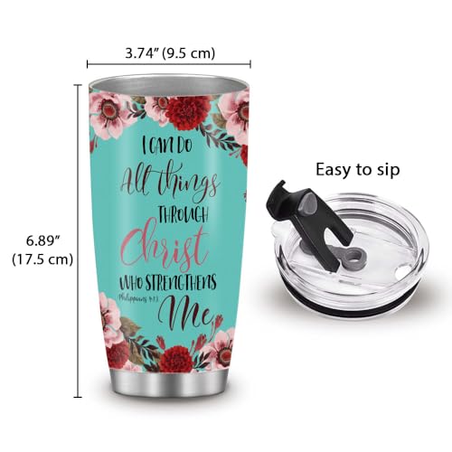 WIRESTER 20 OZ Stainless Steel Tumbler With Lid, Double Wall Vacuum Insulated Tumbler, Coffee Travel Mug Cup for Hot Cold Drinks - Christian Bible Verses Philippians 4:13 - color: Christian Bible Verses Philippians 4:13