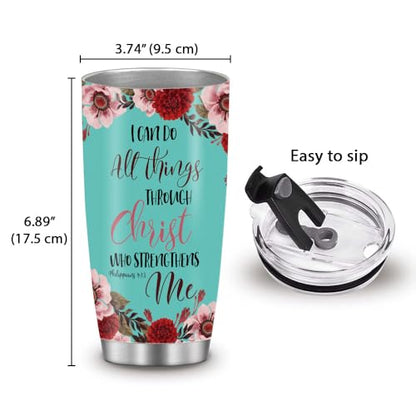 WIRESTER 20 OZ Stainless Steel Tumbler With Lid, Double Wall Vacuum Insulated Tumbler, Coffee Travel Mug Cup for Hot Cold Drinks - Christian Bible Verses Philippians 4:13 - color: Christian Bible Verses Philippians 4:13