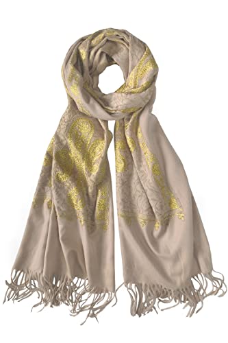 Urban CoCo Embroidered Scarf for Women, Tassel Shawl, Soft Lightweight Wrap - color: # 3-camel