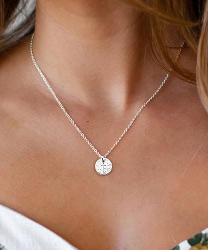 NIXMAX Small Cross Necklace for Women, 14K Gold Silver Plated Pendant - color: Silver-Hammered Cross