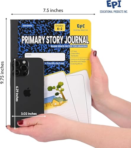 960 Pack (Pallet) EPI Primary Ruled Composition Notebook Bulk, 200 pages (100 Sheets), 9-3/4 x 7-1/2, Blank Top Header For Drawing, Story Paper, Heavy Duty, School Supplies, Grades K-2, Sewn Binding - size: Pack of 960, style: Primary Ruled