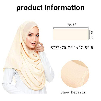 LMVERNA Solid Color Bubble Chiffon Scarf for Women Fashion Soft Hijab Long Scarfs Wrap Scarves - color: Beige