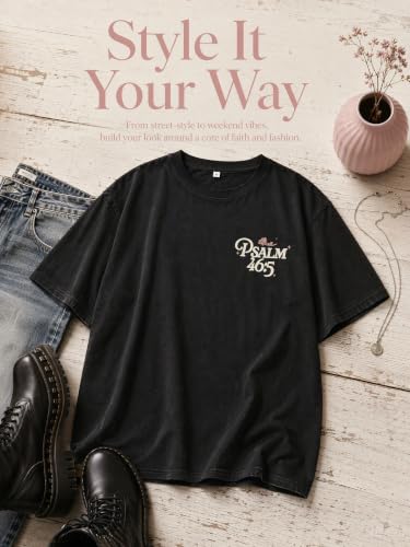 Muicy Womens Psalm 46 5 God is Within Her Christian Bible Verse Oversized T Shirt 2026 Summer - color: Black, size: Large