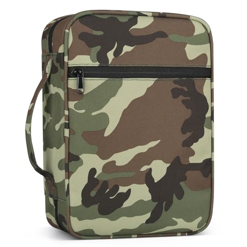 Bible Cover with Durable Handle, Carrying Book Case Church Bag Bible, Protective with Zippered Pocket, Bible Study Accessories Supplies, Book Protector for Book Lovers, Camouflage - color: Camouflage