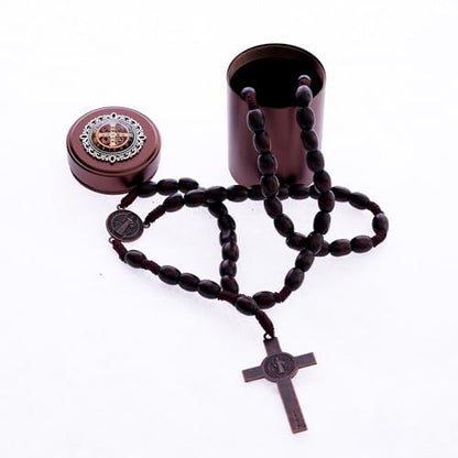 6mm Rosary Beads with Rosary Box, Black Glass Saint Benedict Necklace, Anglican Prayer Beads Catholic Gifts - color: Rosary-6-8