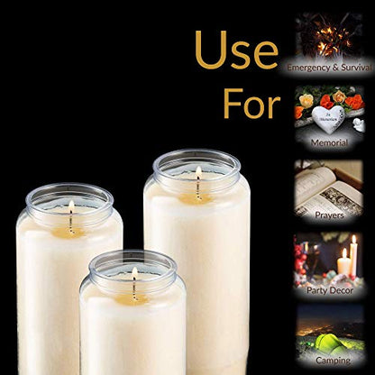 Tribello 6 Day Candles, 1 Pack | 6” White Pillar Candles for Memorial, Religious Ceremony, Party Decor, Emergency Survival | Unscented Slow Burning 100% Vegetable Wax in Plastic Jar Container