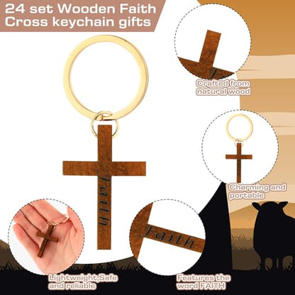 Kigeli 36 Set Christian Cross Keychains Cards, Elegant, Dark Brown - color: Dark Brown, size: Elegant