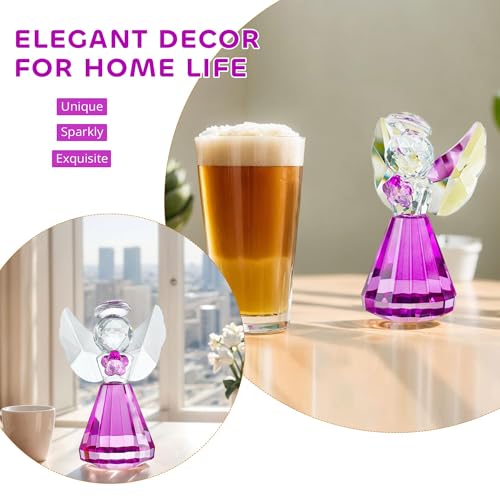 3'' Purple Crystal Guardian Angel Figurine Art Glass Angel Gifts For Women - style: Purple Angel