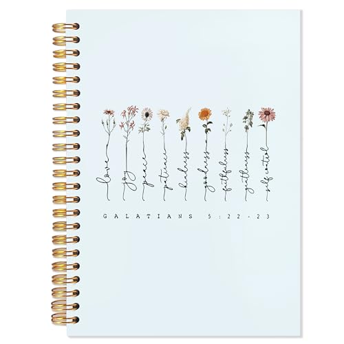 Blue Christian Journaling Notebook, Galatians 5:22-23 Bible Notebooks for Note Taking, Scripture Journals for Writing, Prayer Journal for Woman, Religious Spiral Notebook 5.5x8.3 Inch - color: 3:16 blue