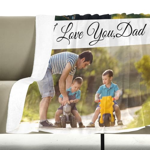 inkArts Personalized Blanket, Custom Blanket with Photo, Customized Picture Blankets, Custom Photo Blankets, Personalized Fathers Day Blanket Gifts for Dad Baby Kid Family - color: 2 Photos-2
