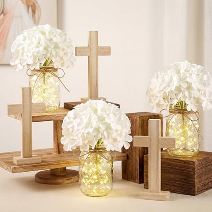 Wavwavw 37 Pcs Baptism Centerpieces for Table, Hydrangea - style: Hydrangea