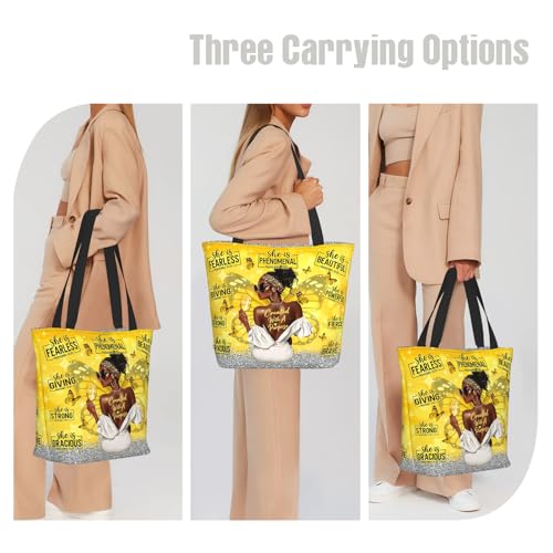 Funny Christian Tote Bags For Women With Zipper Christian Gifts For Work Gym Travel Beach Women With Large Capacity - color: African American
