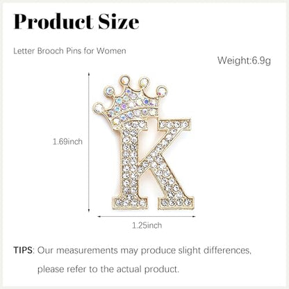 Brooches and Pins for Women A-Z Letter Rhinestone Brooch Pin Jewelry Gifts - color: A8