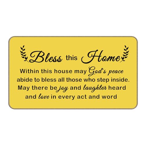 Bless This Home Decorative Indoor Outdoor Doormat,House Warming Gifts Front Door Mat 17x30 Inch Religious Decoration Welcome Mat - for Home Entrance, Outside Entry, Yard, Floor, Patio（Yellow） - color: 17 Doormat 3
