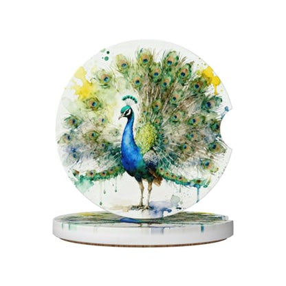 Peacock 2 Pack Car Cup Holder Coasters Ceramic Drink Coasters - color: Pink