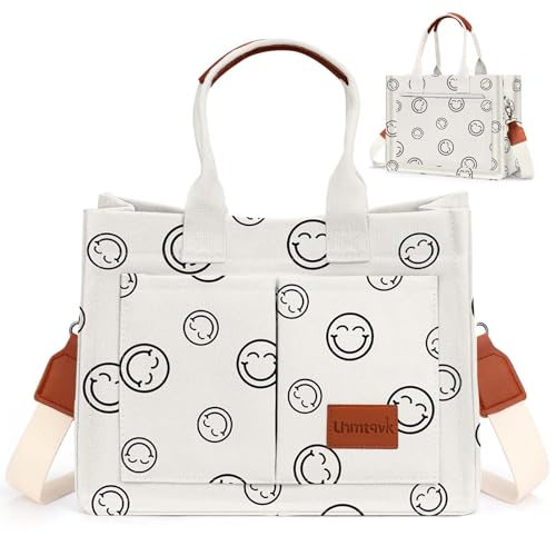 LHMTQVK Canvas Tote Bag for Women, Work & Bible Study Handbag - color: Smile