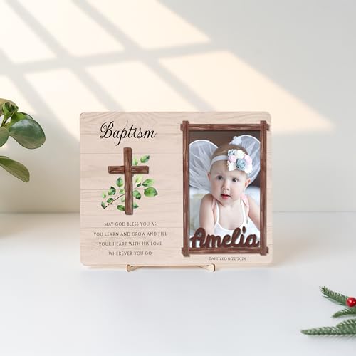 Personalized Baptism Gifts For Boys And Girls, Customized Picture Frames For Baby, Customizable First Confirmation Gifts, Personalizable Christening Wooden Picture Frames 4x6 Photo